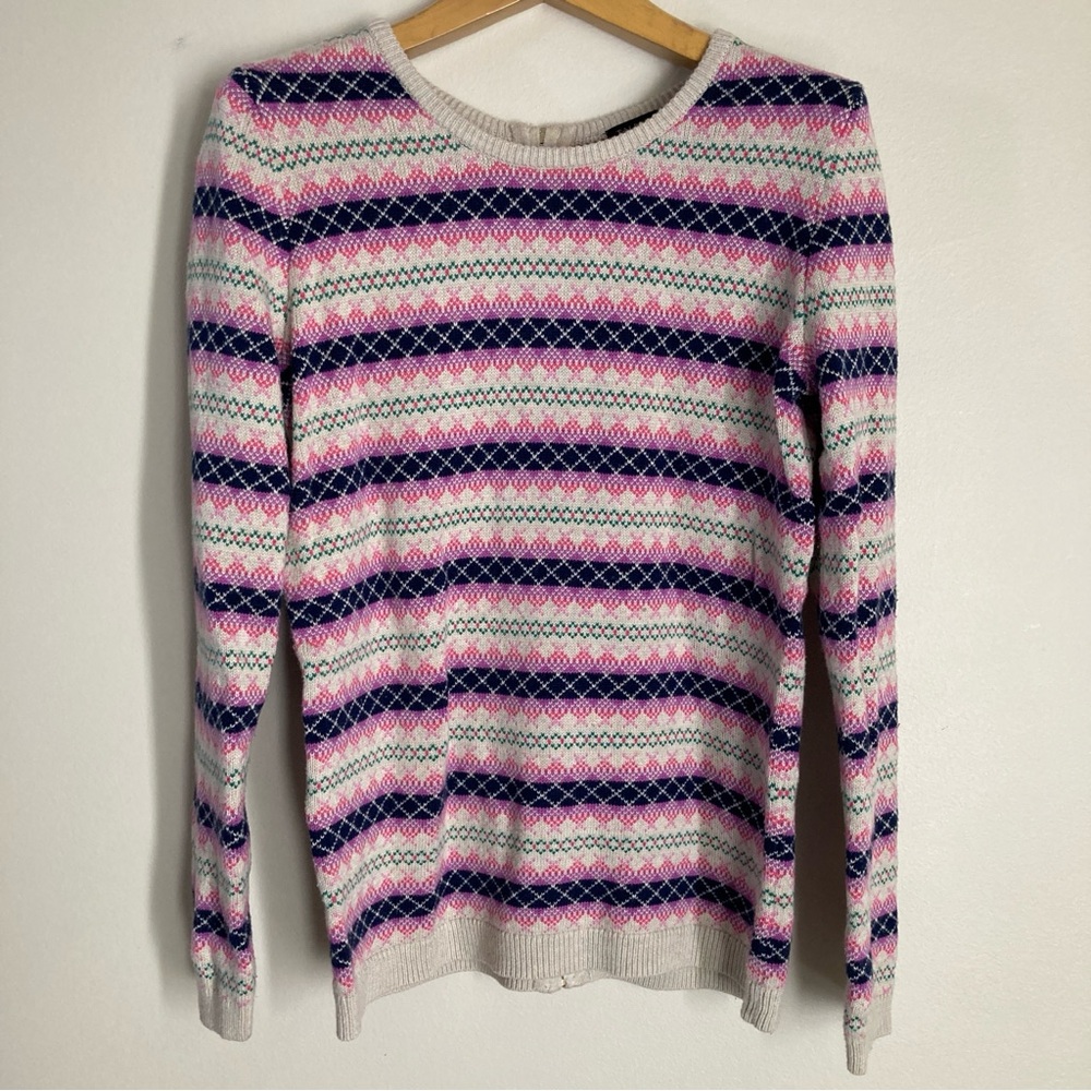 Talbots Pink and Blue Crew Neck Sweater Size Small